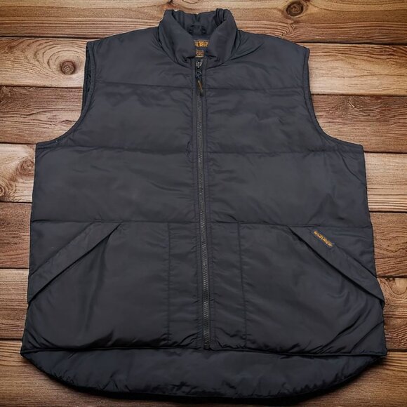 Woolrich Duck Down Puffer Vest Packable Mens M Black Full Zip Sleeveless Outdoor - Picture 1 of 12